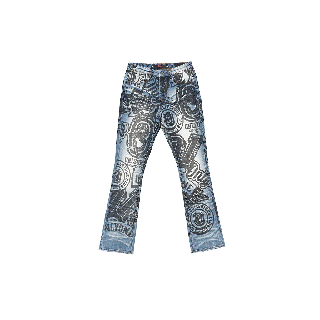 Collection of All Over Black Print Jean in a gallery layout